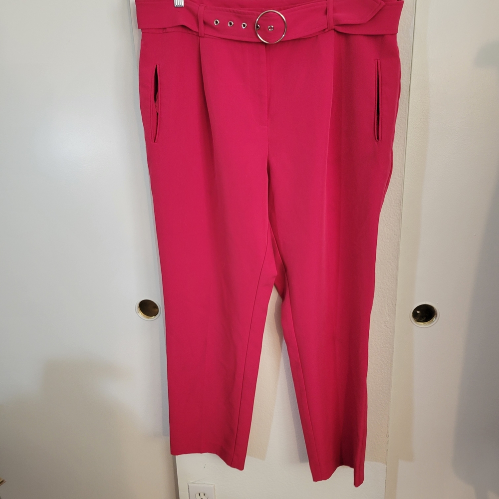 Warehouse Women's Pink Belted Pants